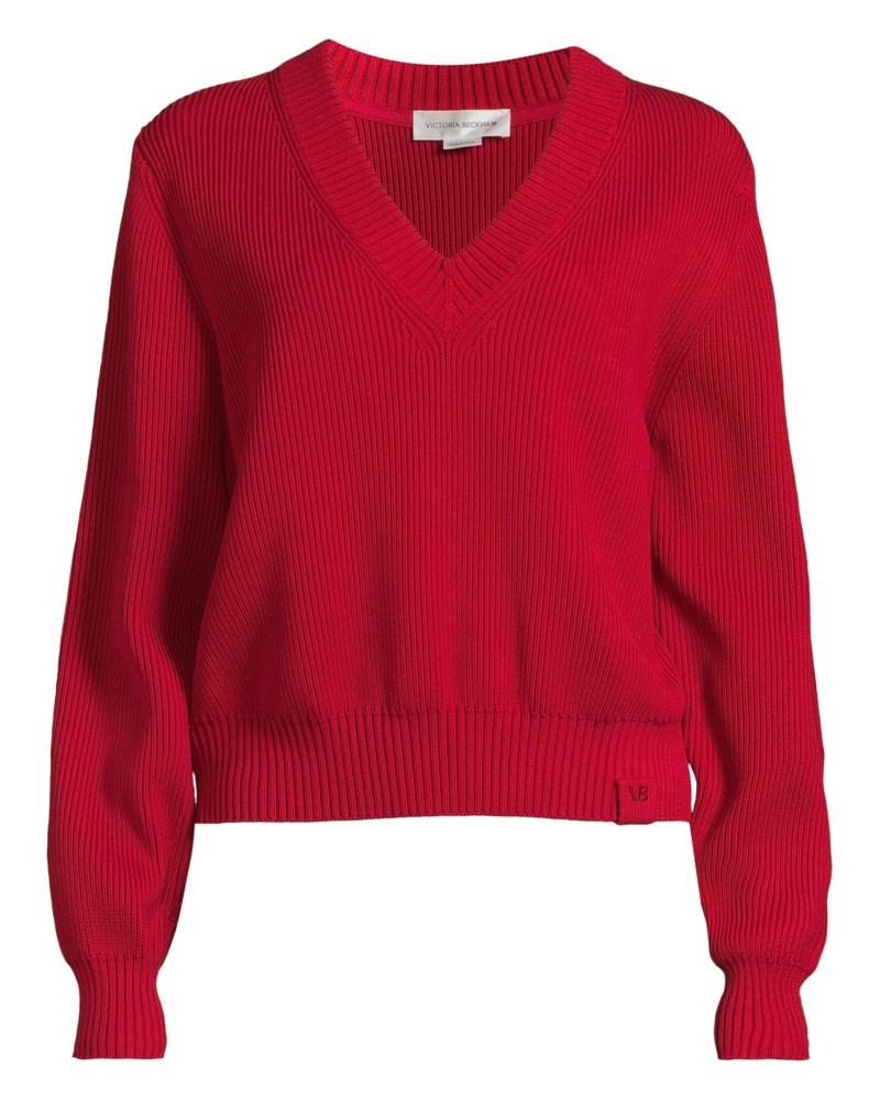 Tröja relaxed v-neck jumper rose 1