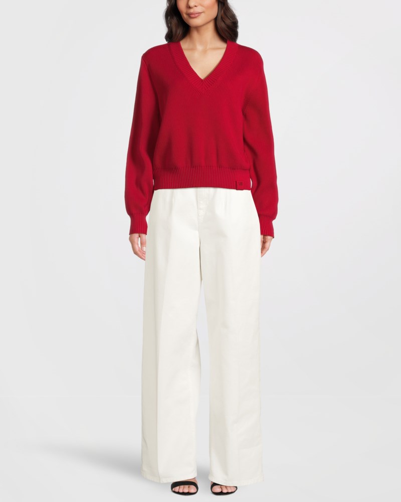 Tröja relaxed v-neck jumper rose 2