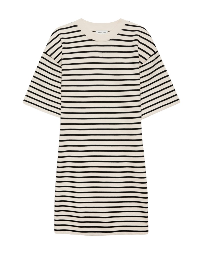 Klänning mona stripe vit/svart 1