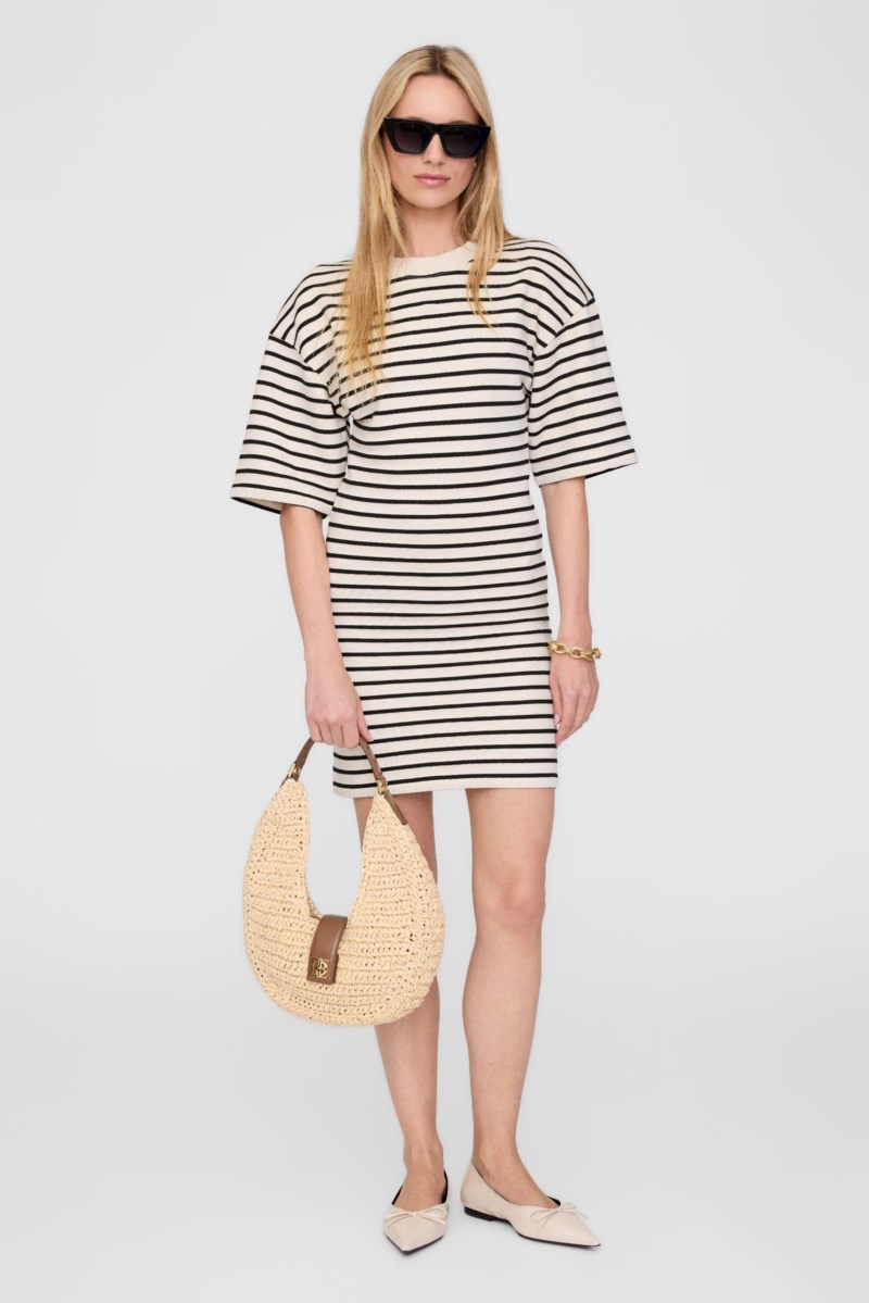 Klänning mona stripe vit/svart 3