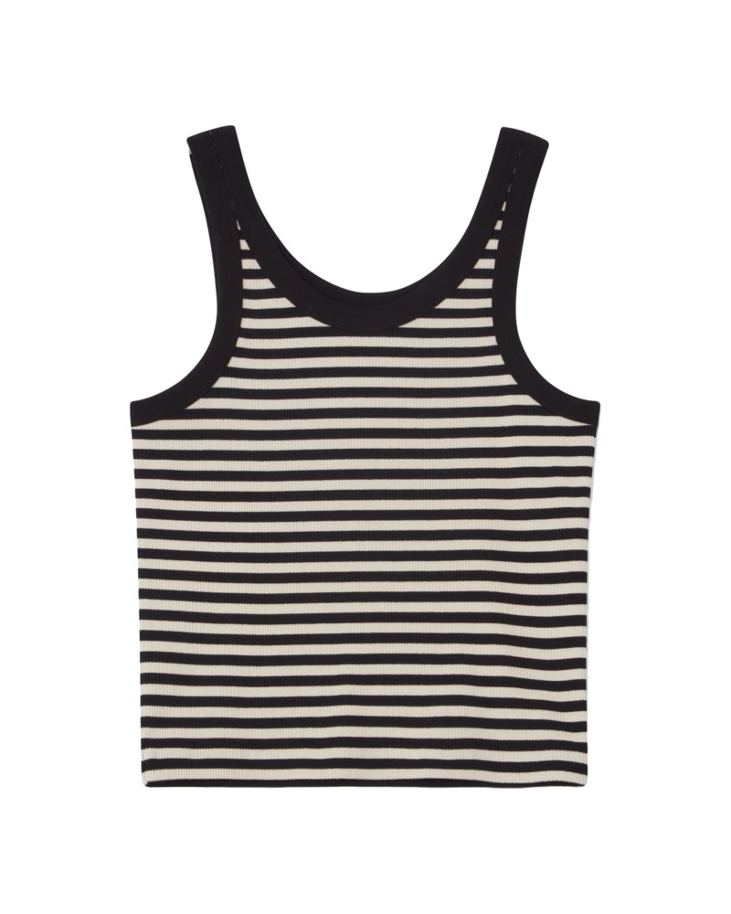 Tank top ribbed svart/vit 1