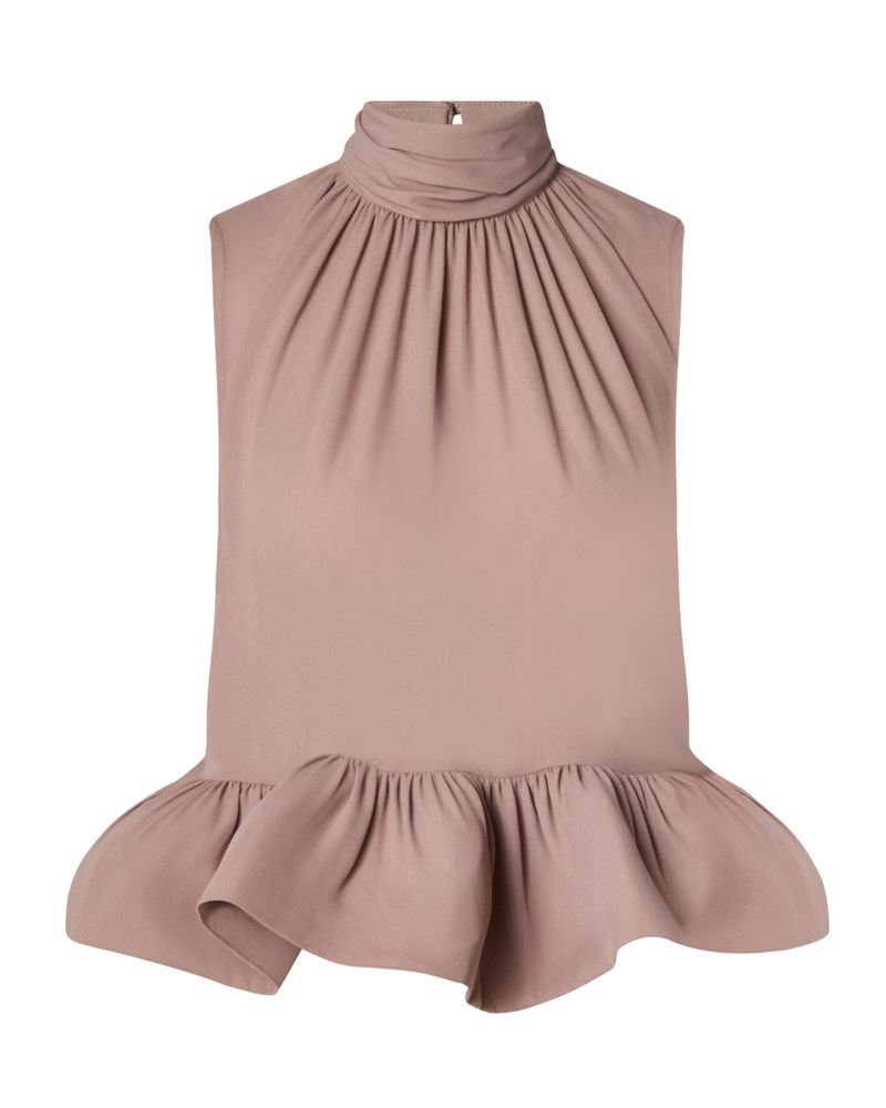 Blus lune halterneck frilled hem 1