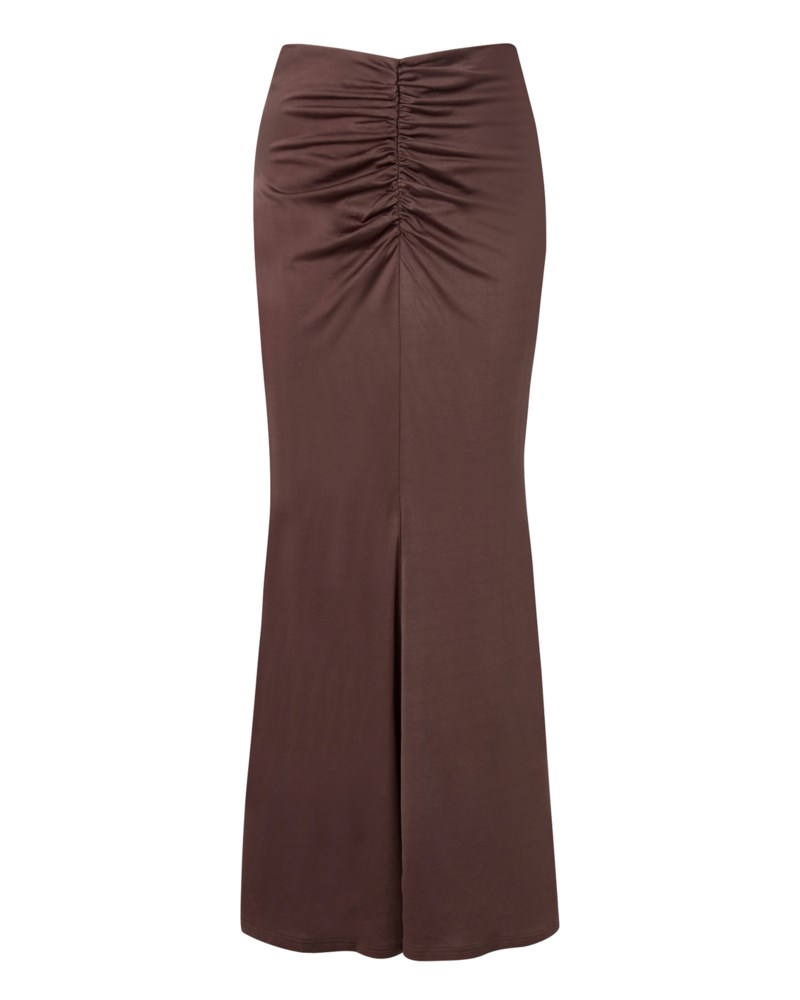 Kjol majori ruched jersey maxi chocolate 1