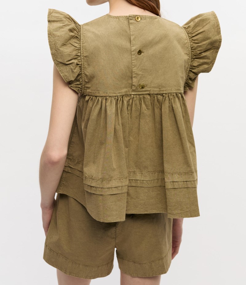 Topp washed stretch cotton frill sleeve 4