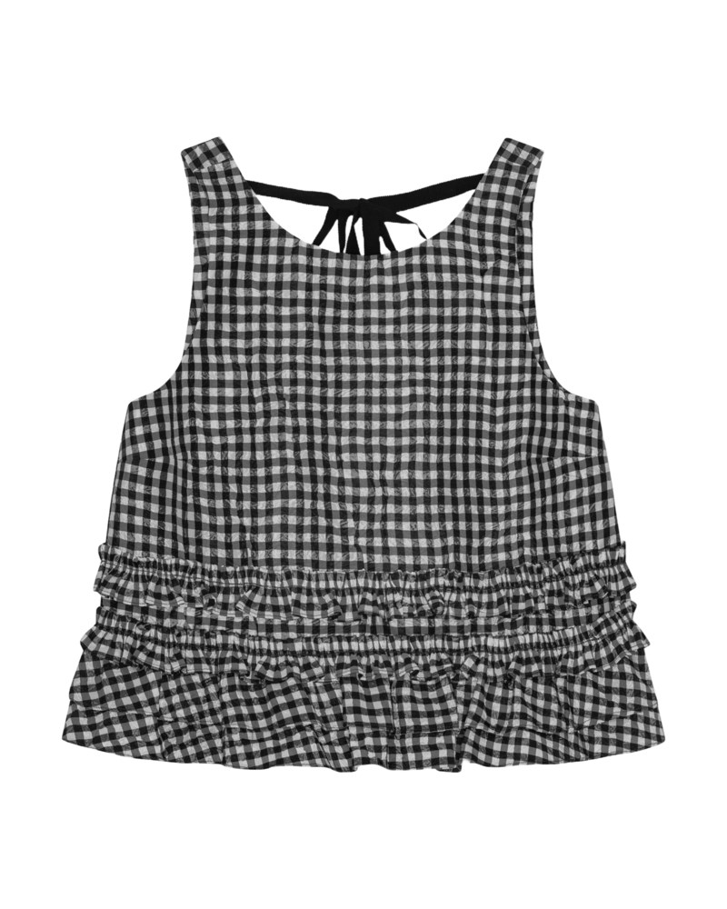 Topp crinkled taffeta check open back frill 1
