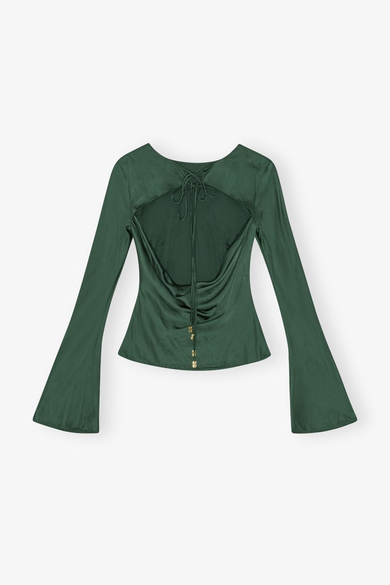 Blus solid stretch satin long 4