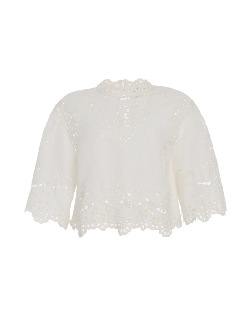 Blus lula embroidery s slv vit 1