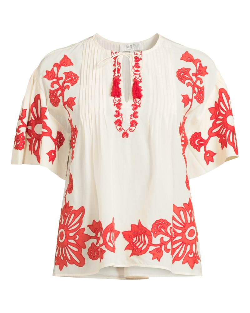 Blus liliana applique s slv vit/röd 1
