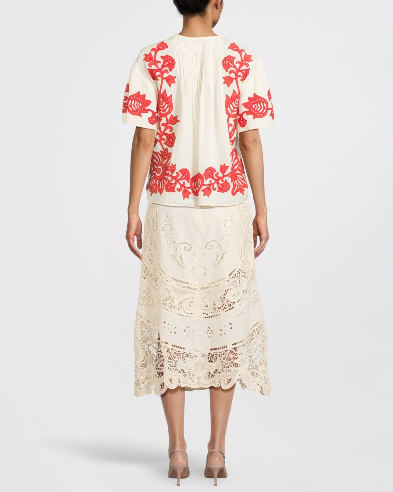 Blus liliana applique s slv vit/röd 4