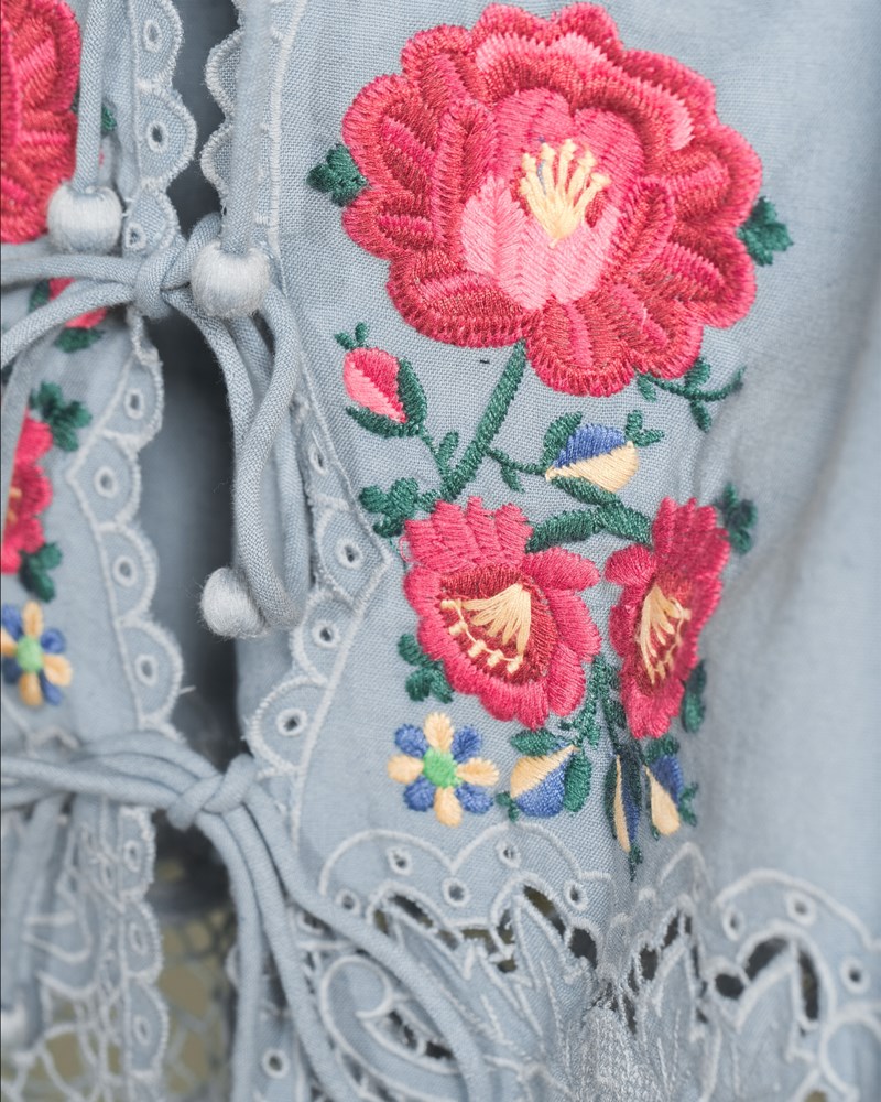 Rosaline embroidery s slv top blue 5