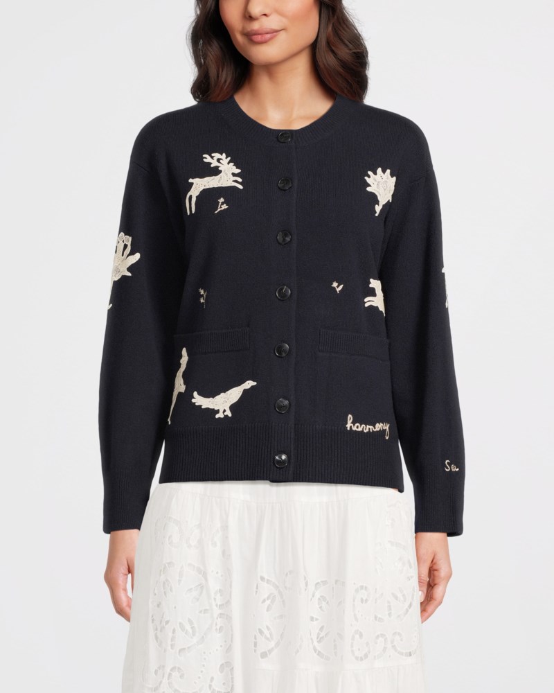 Mika applique cardigan marin 2