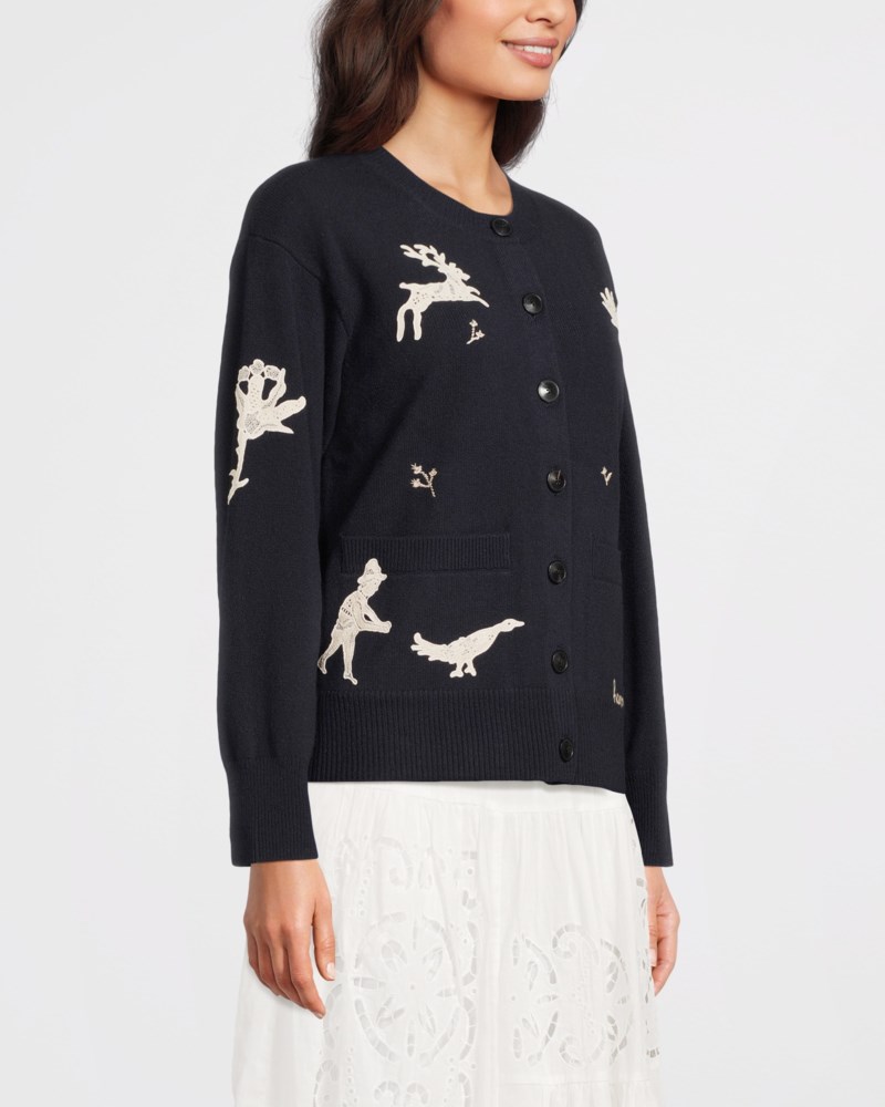 Mika applique cardigan marin 3