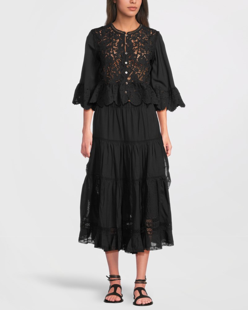 Shanna lace 3/4 slv top svart 2
