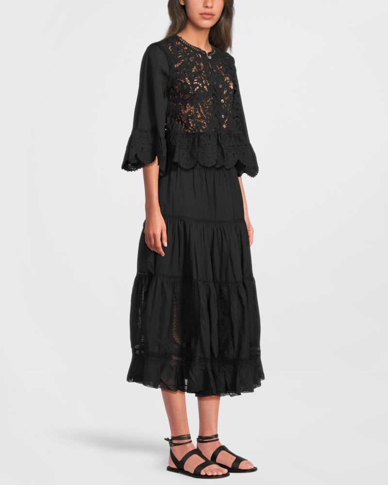 Shanna lace 3/4 slv top svart 3