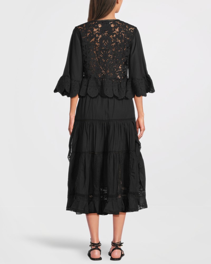 Shanna lace 3/4 slv top svart 4