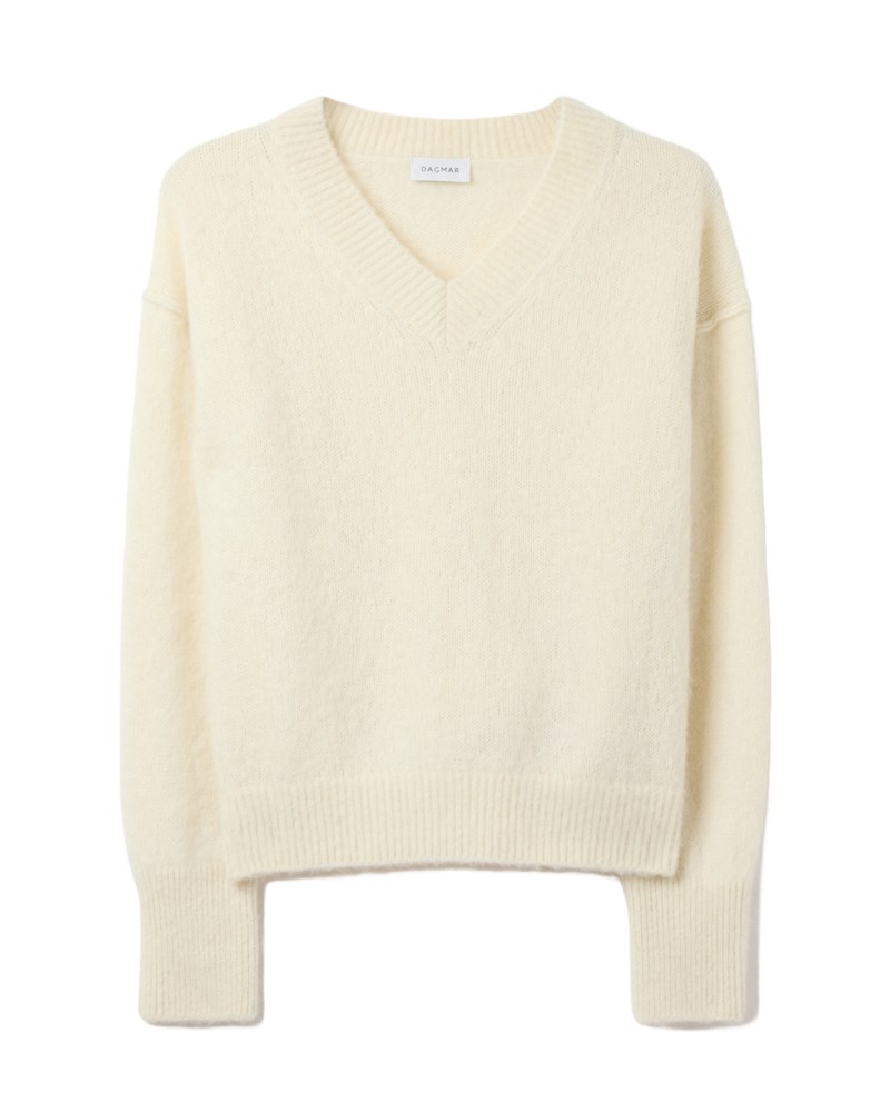 Tröja v-neck alpaca knit offwhite 1