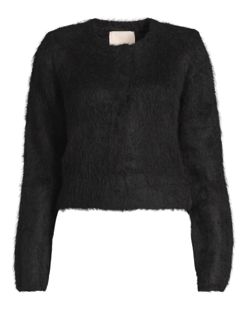 Kofta hairy knit svart 1