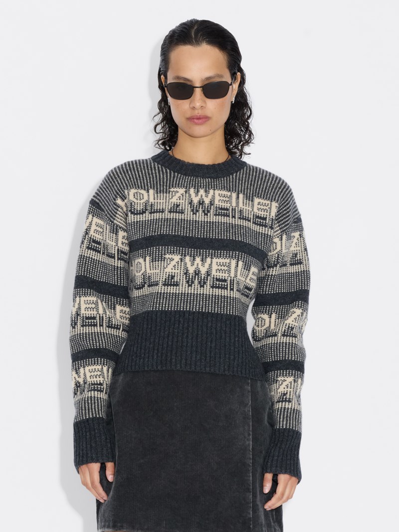 Tröja ski cropped crew grå 2