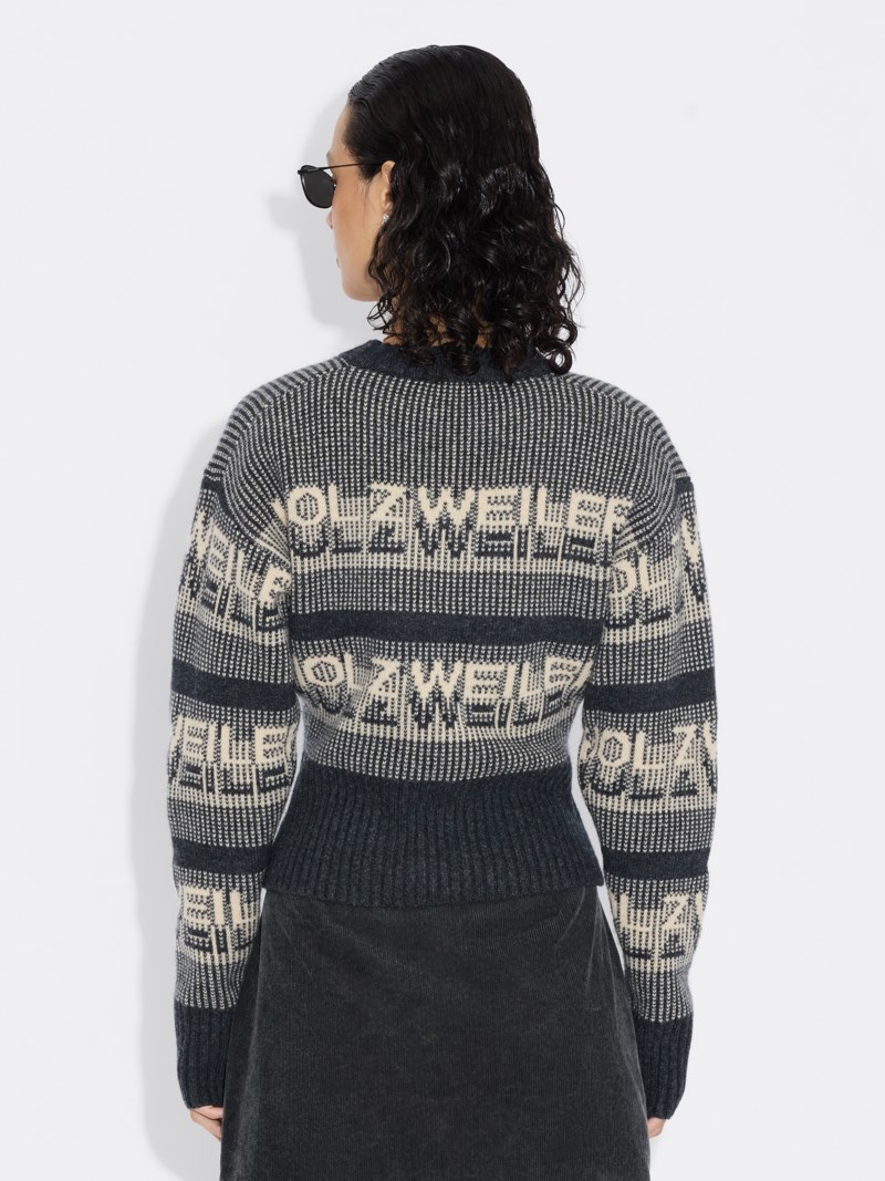 Tröja ski cropped crew grå 3