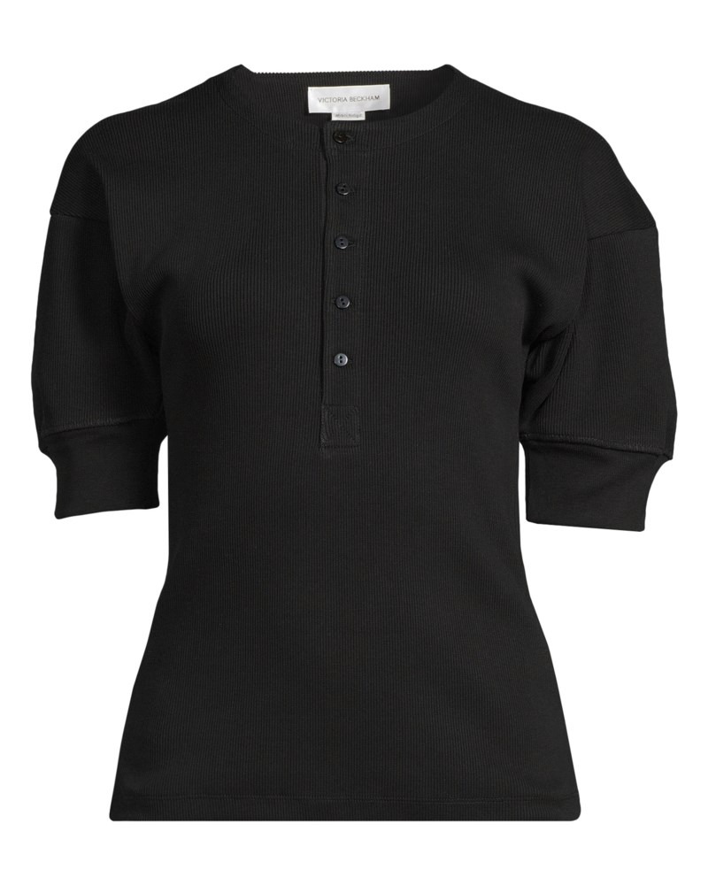 Topp henley rib svart 1