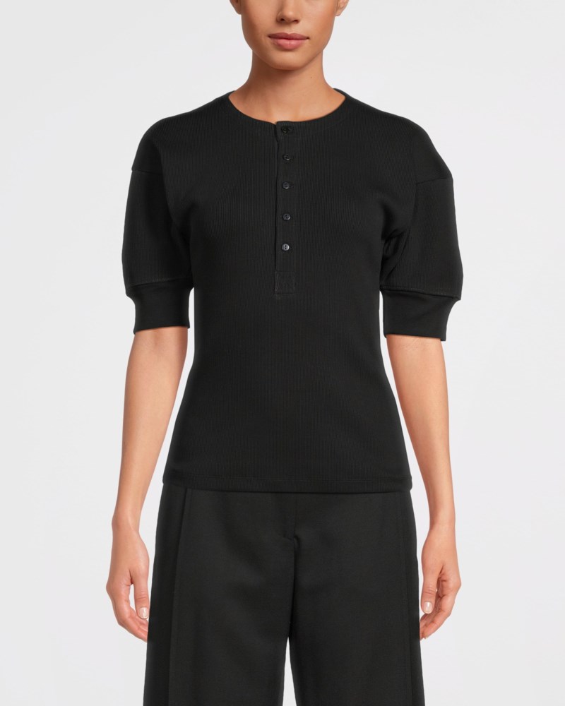 Topp henley rib svart 2