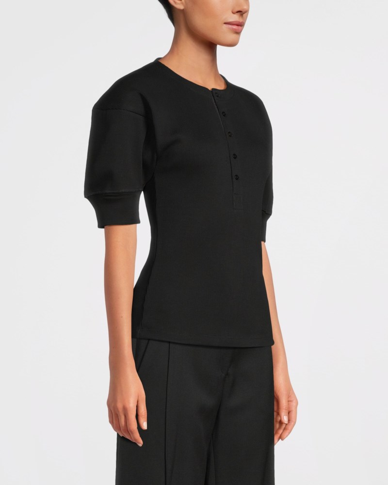 Topp henley rib svart 3