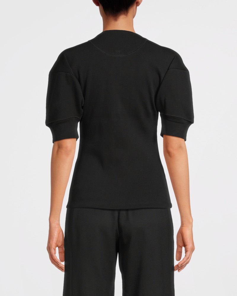 Topp henley rib svart 4