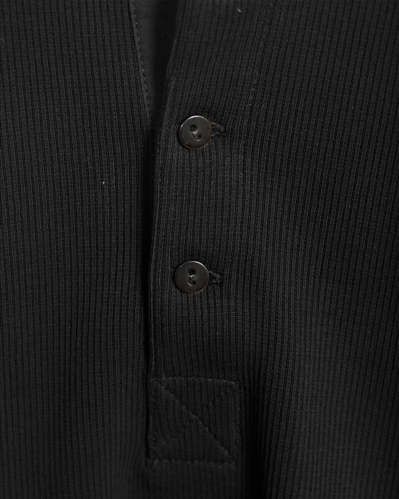 Topp henley rib svart 5