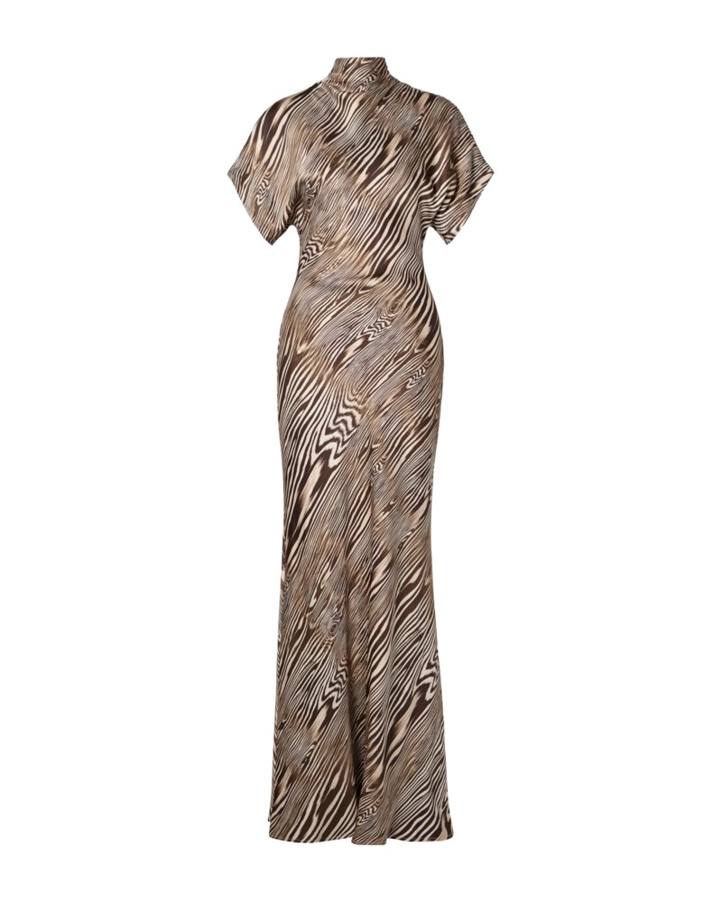 Klänning alivia short sleeve satin maxi 1