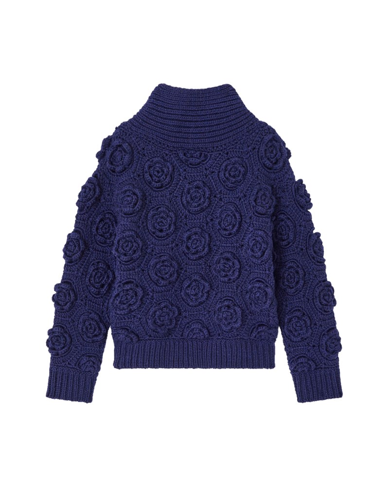 Tröja flower crochet wool sky captain 1