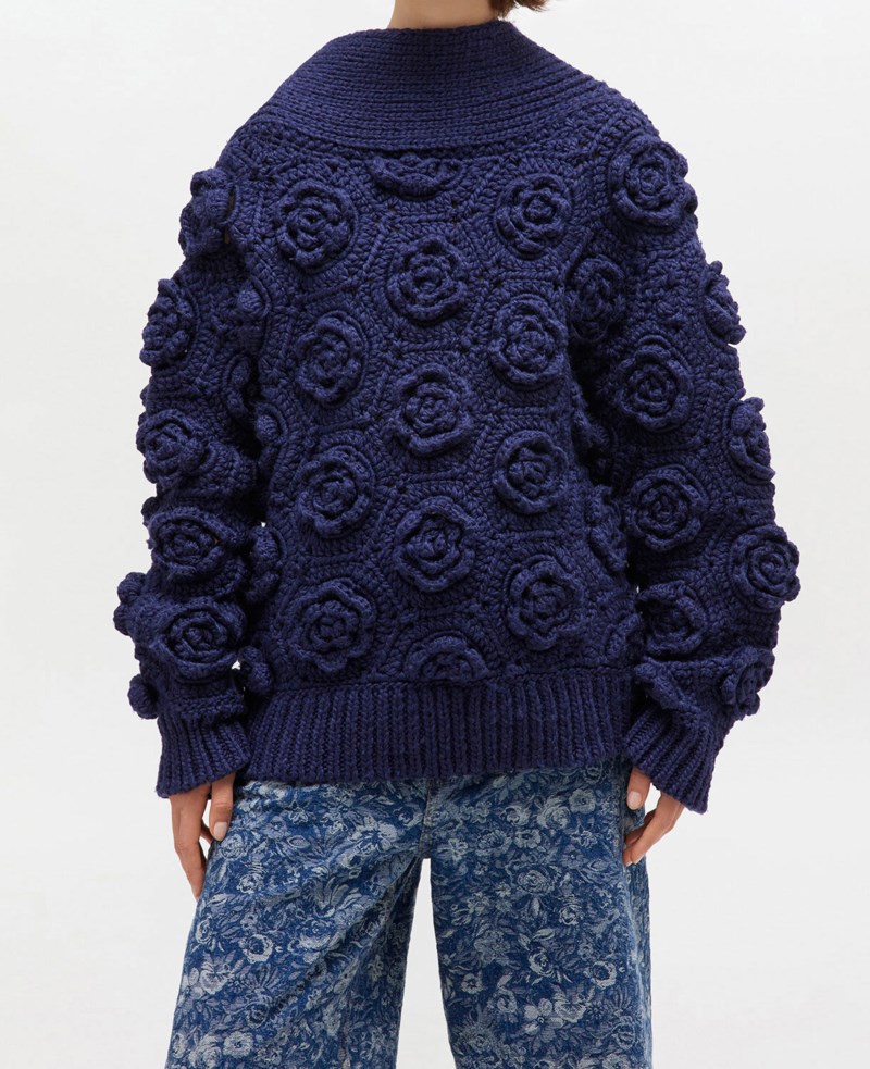 Tröja flower crochet wool sky captain 3