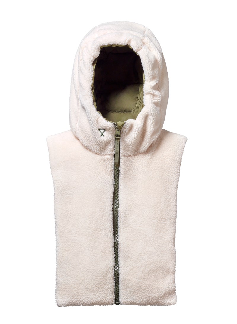 Fudoon Pull-on hood kaki & ecru fake shearling capes och ponchos dam – bild 2