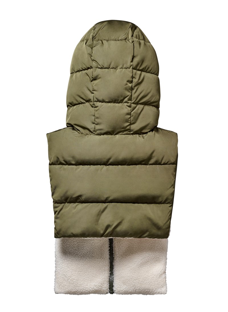 Fudoon Pull-on hood kaki & ecru fake shearling capes och ponchos dam – bild 4