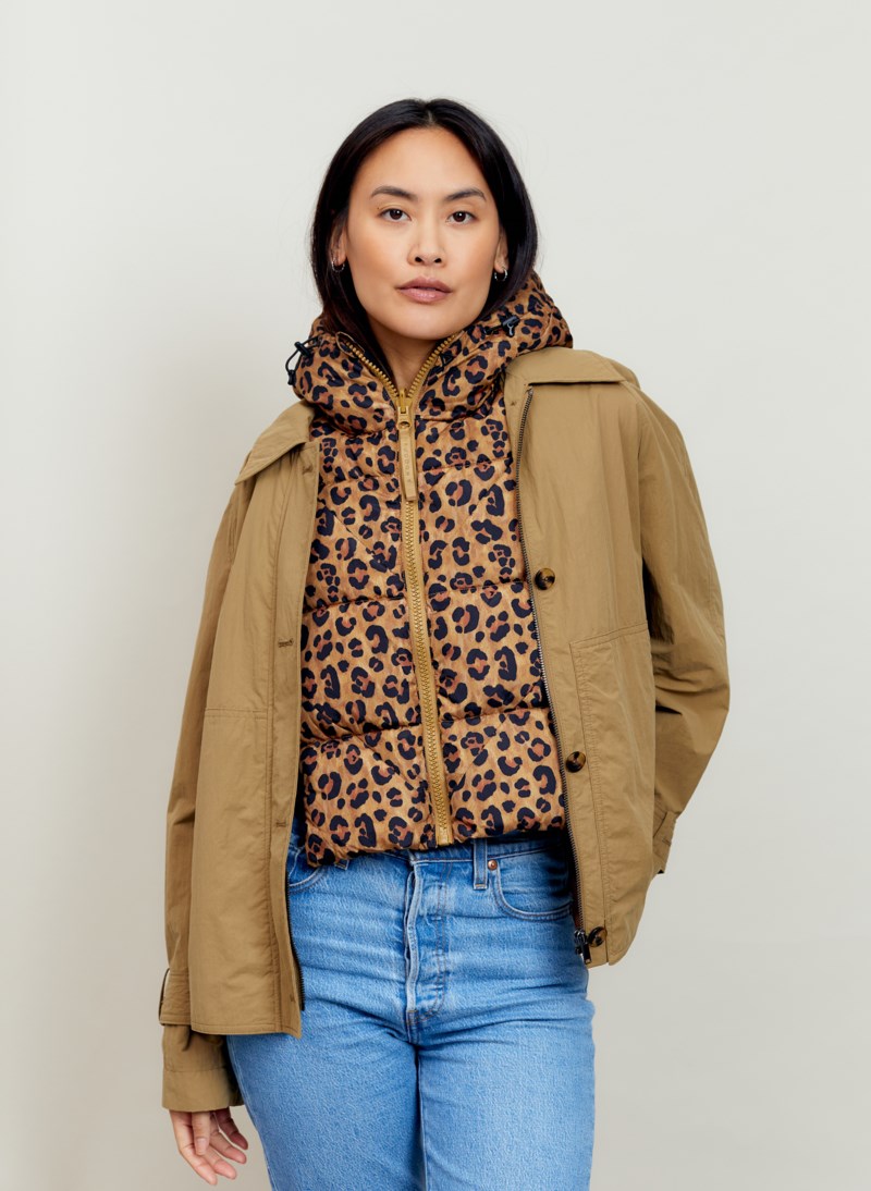 Fudoon Pull-on hood kaki & ecru fake shearling capes och ponchos dam – bild 4