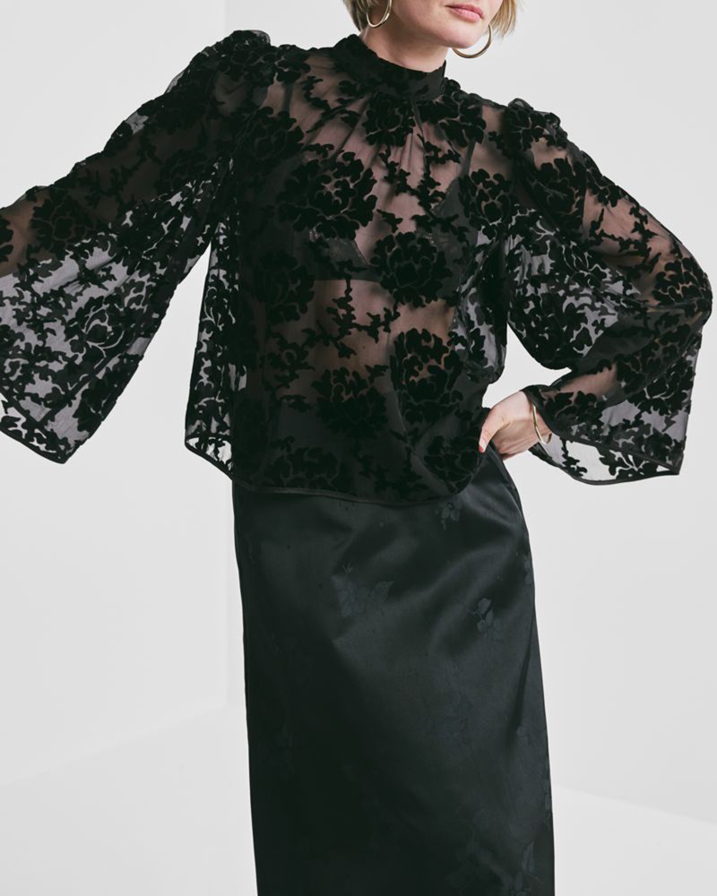 Topp velvet flared black 2