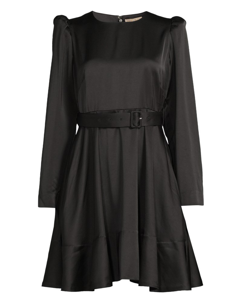 Klänning tailored satin belt svart 1