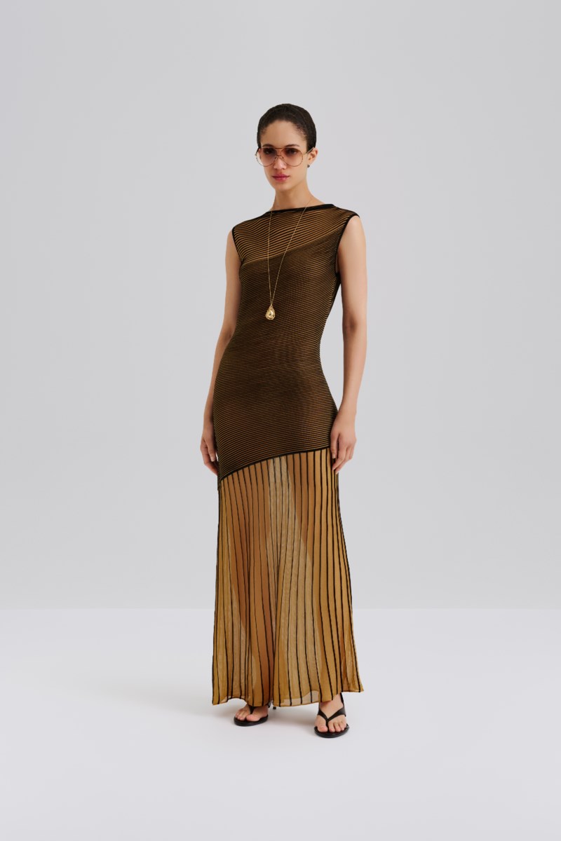 Klänning patricia short sleeve knitted maxi multi 2