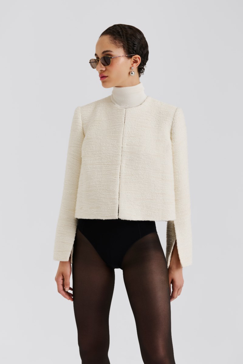 Blus ruthie cropped boucle vanilla 2
