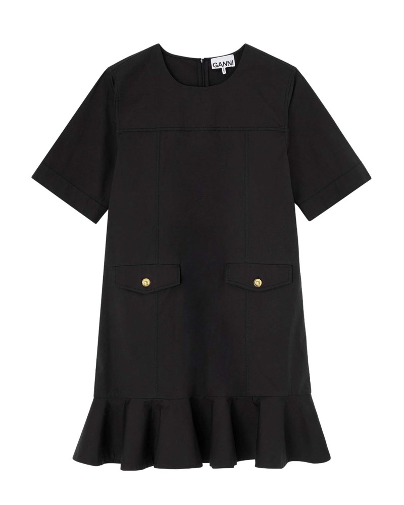 Klänning stretch cotton mini w frill 1