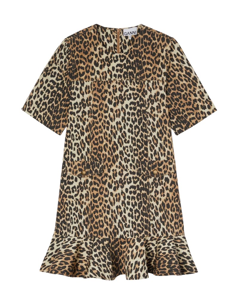Klänning stretch cotton mini w frill leo 1