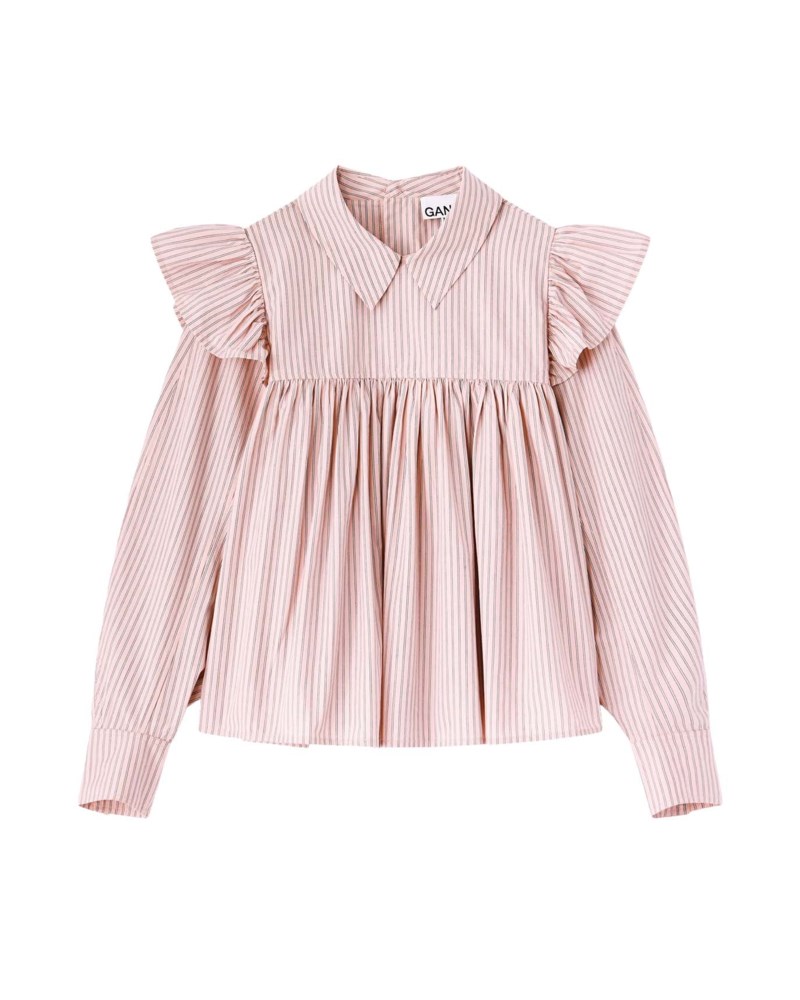 Blus oxford stripe frill 1