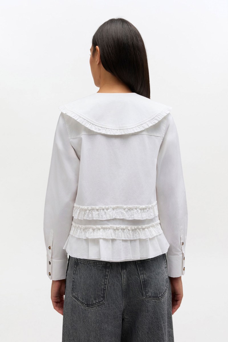 Blus stretch cotton w frills 4