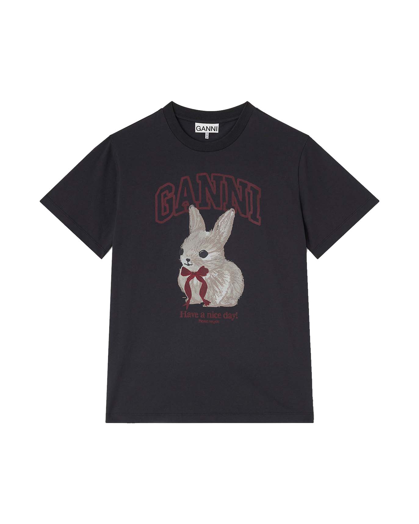 トップス GANNI Basic Cotton Jersey Poodle Baby ganni top womanbasic cotton jersey poodle baby fit t shirt - t4239