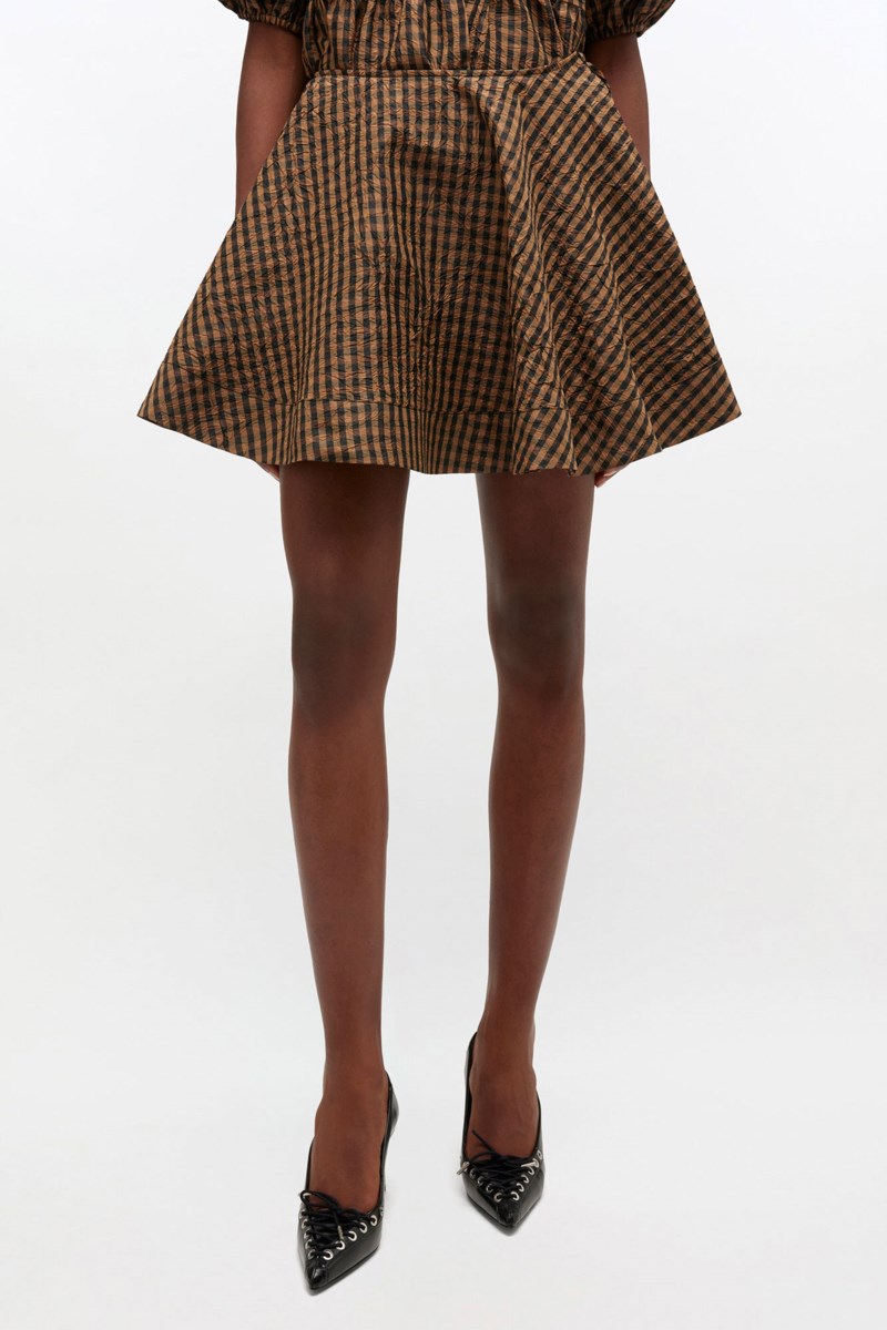 Kjol crinkled taffeta check mini circle 2
