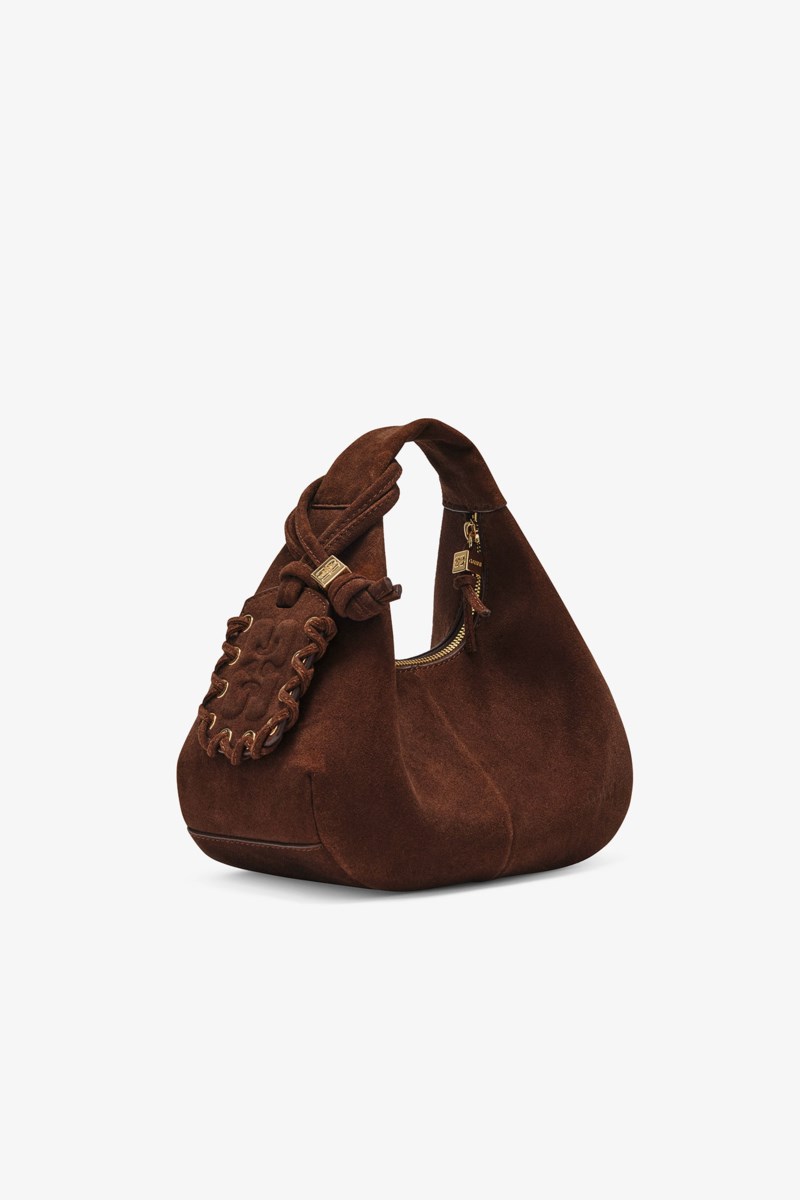 Ganni Handväska hobo mini recycled suede pelinova dam – bild 2