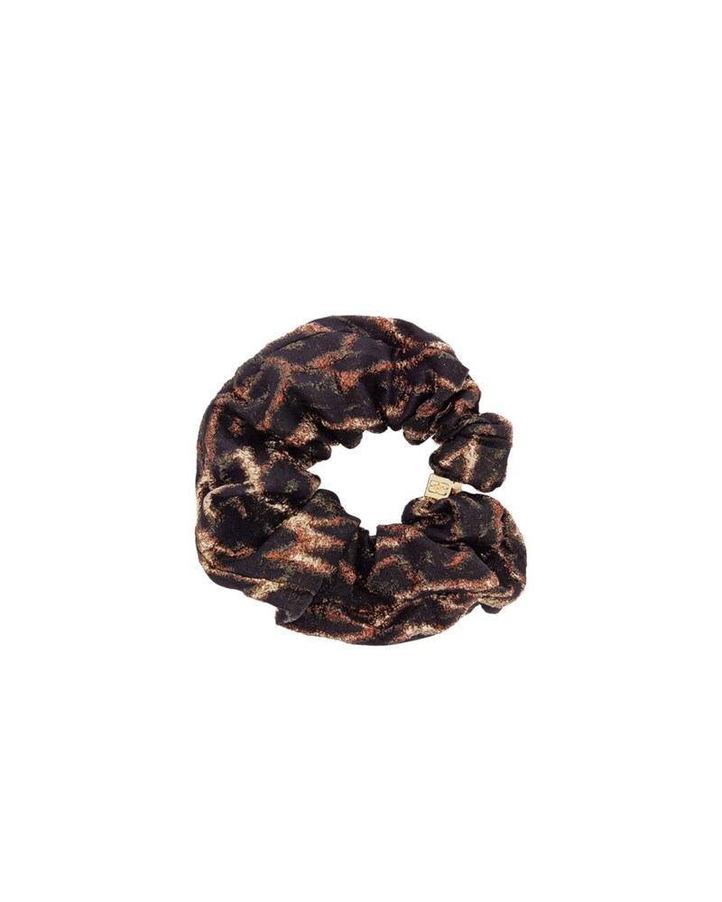 Scrunchie metallic cloque khaki 1