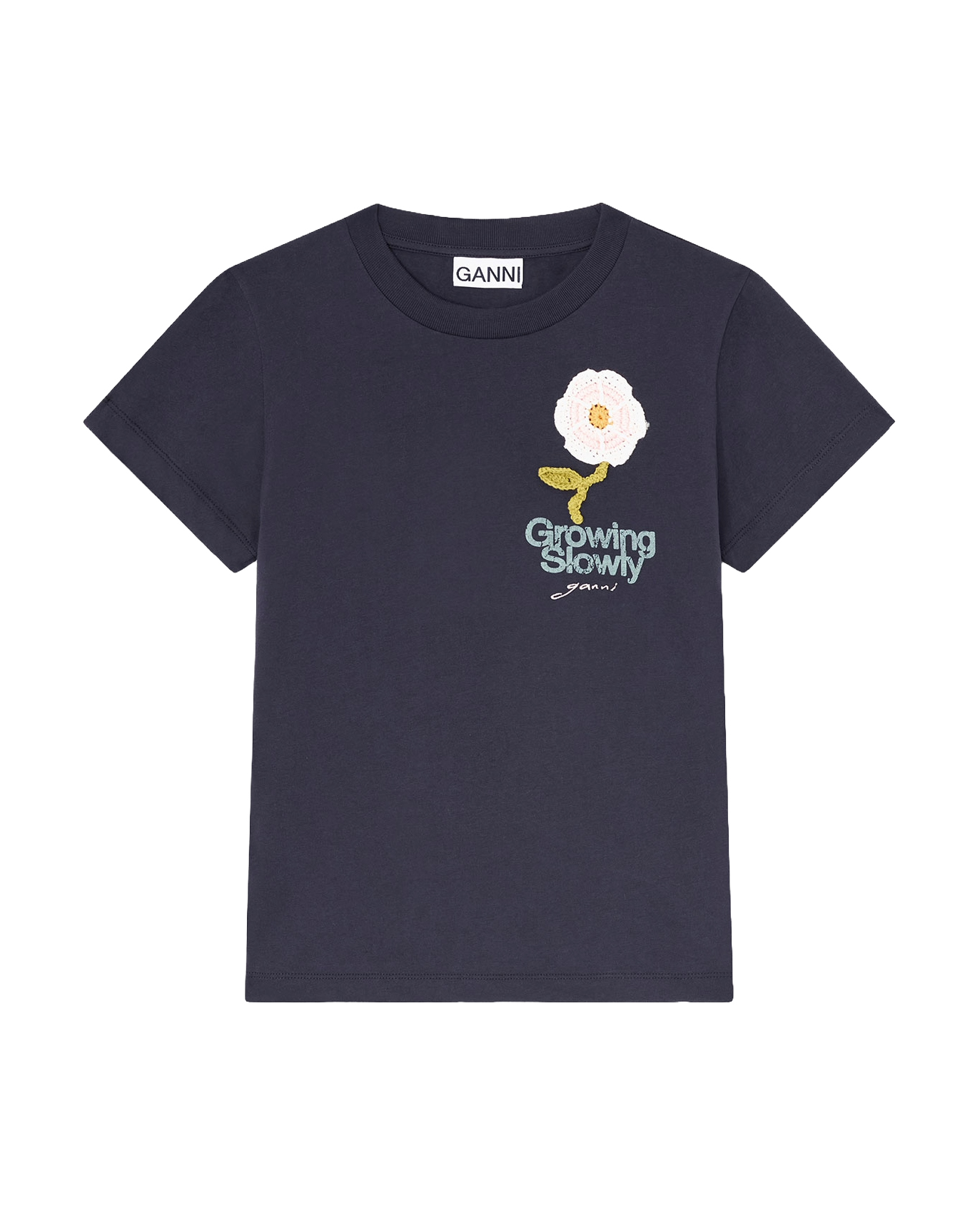 Ganni - T-shirt basic cotton jersey poodle baby fit phantom | NK