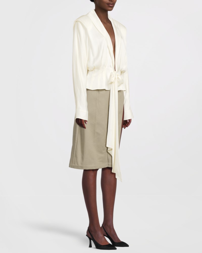 Arakii Blus front tie silk dam – bild 3