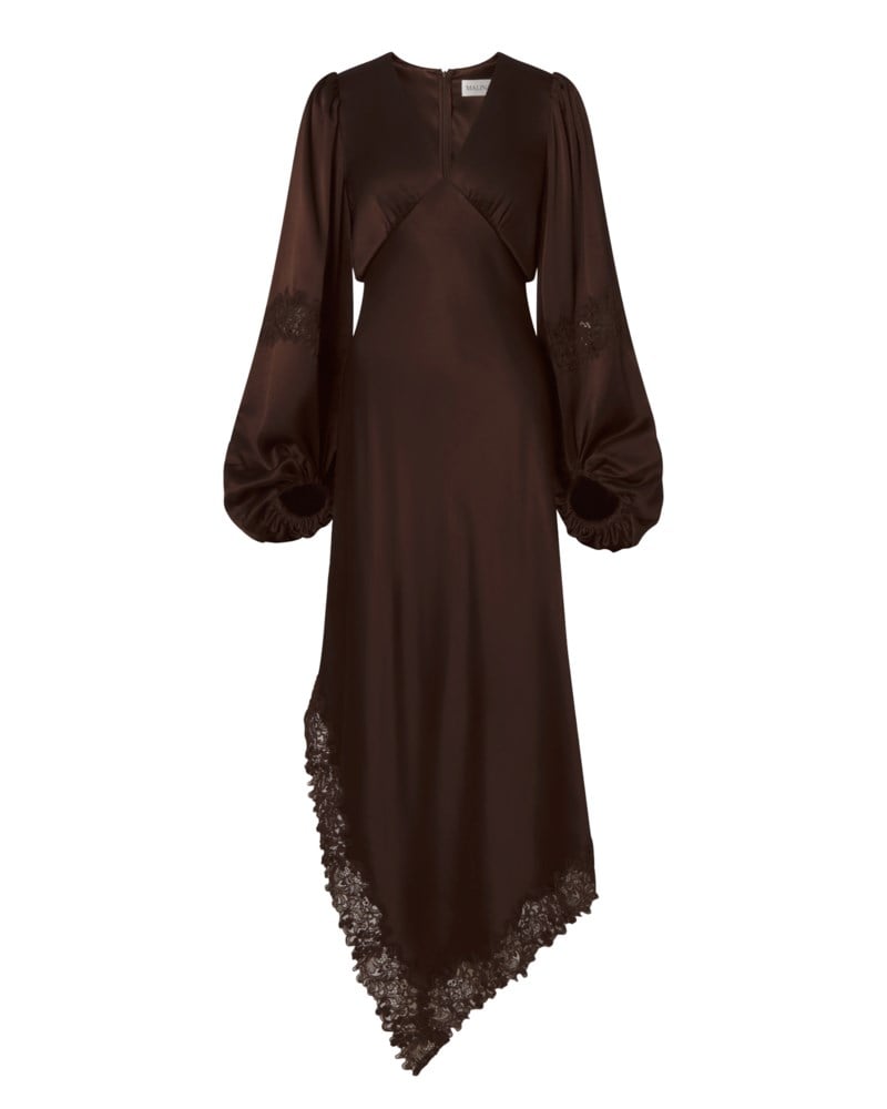 Klänning seema asymmetric lace hem maxi