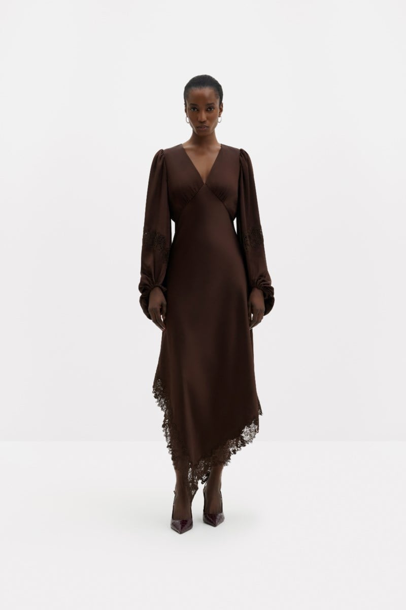 MALINA Klänning seema asymmetric lace hem maxi dam – bild 2